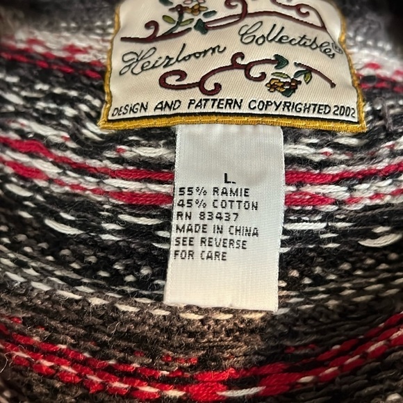 Heirloom Collectibles Vintage Full Zip Ramie Cotton Sweater size L - Picture 6 of 8